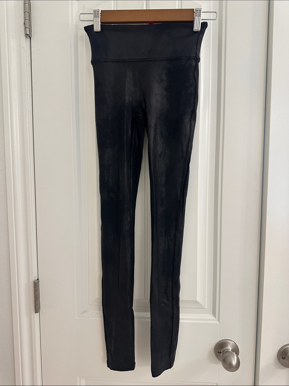 Spanx Black High-Waist Faux Leather Leggings - see disclaimer